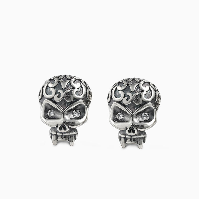 Jeulia "Celtic Culture" Skull Sterling Silver Earrings