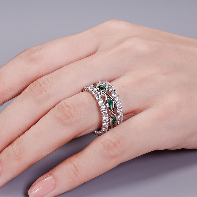 Jeulia stapelbare ronde geslepen sterling zilveren ring