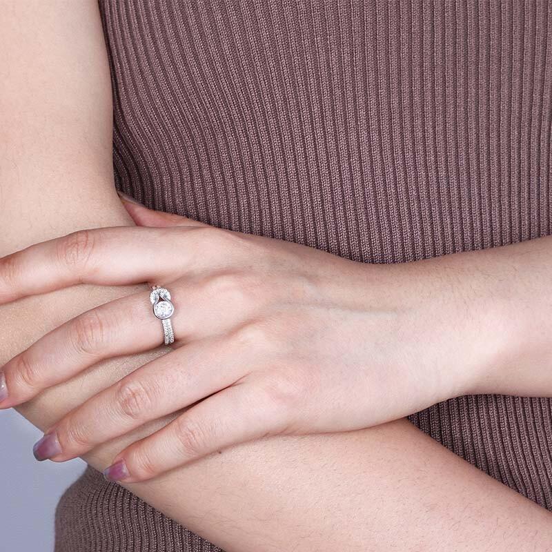 "My Endless Fondness" Round Cut Side Stone Engagement Ring
