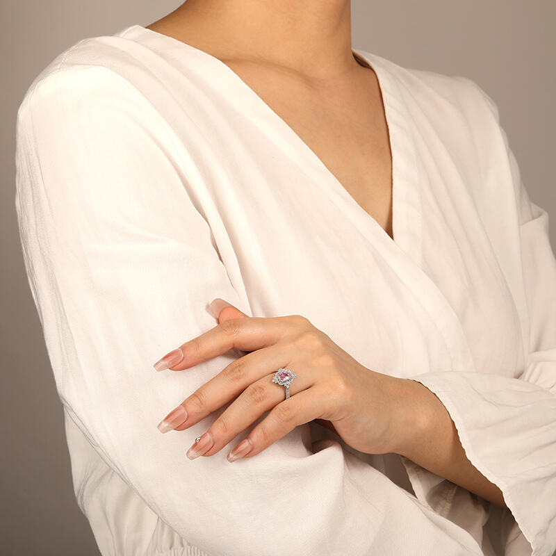 "Flower In The Mirror" Oval Cut Halo Engagement Ring