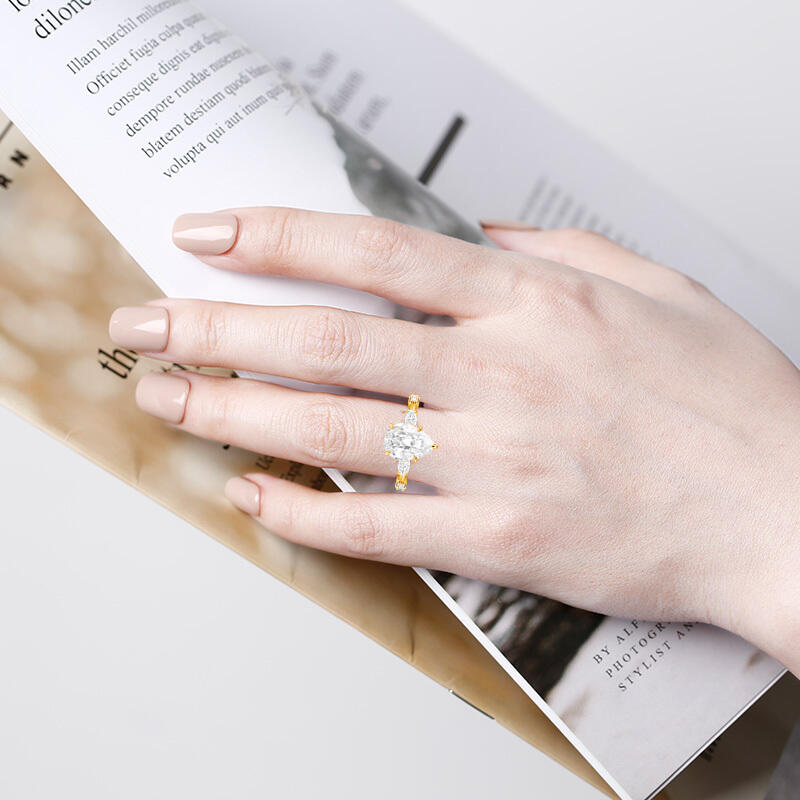 "Love Me Harder" 4ct Pear Cut Side Stone Engagement Ring