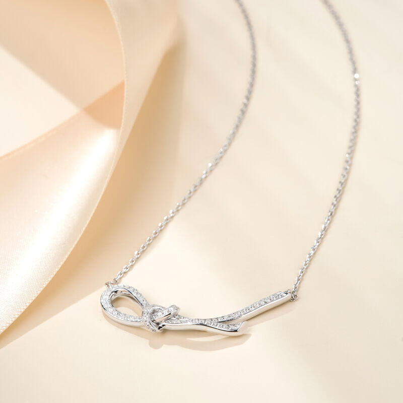 Jeulia Collar de Plata de Ley de Mujer con Cinta Nudo Diseño de Moda