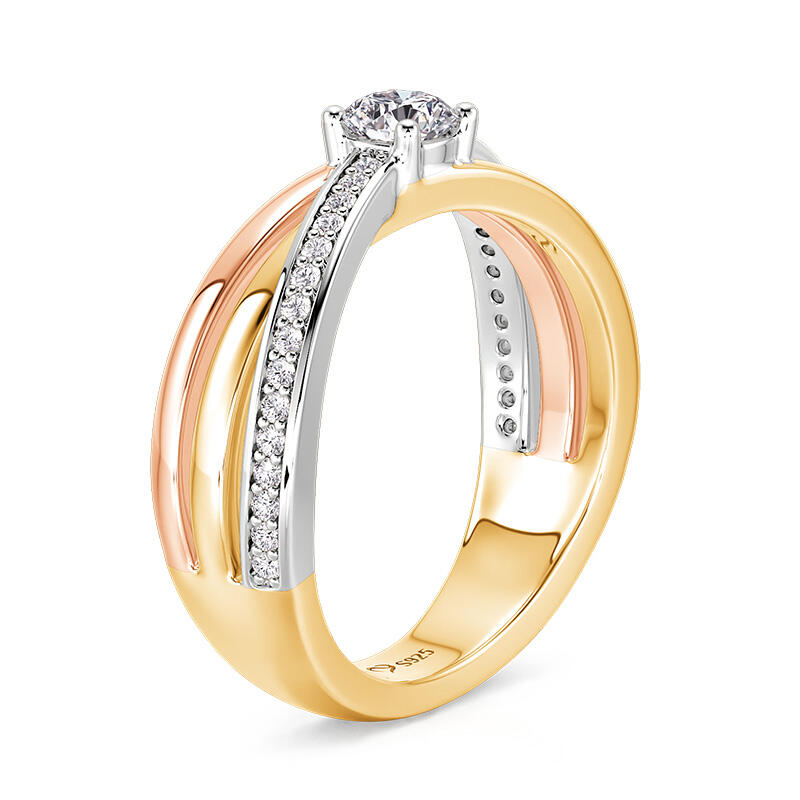 Jeulia Trinity Crossover Round Wedding Ring for Women