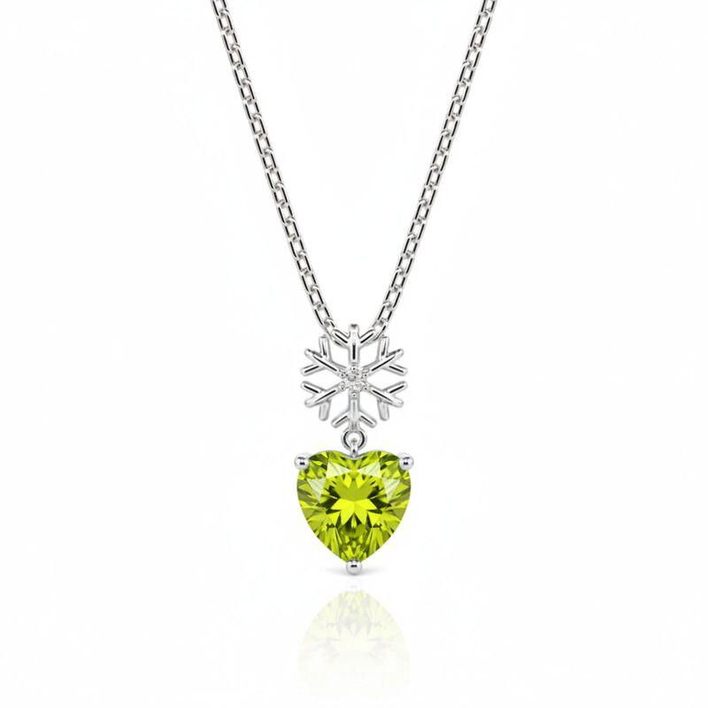 Jeulia Custom Snowflake Heart Birthstone Necklace