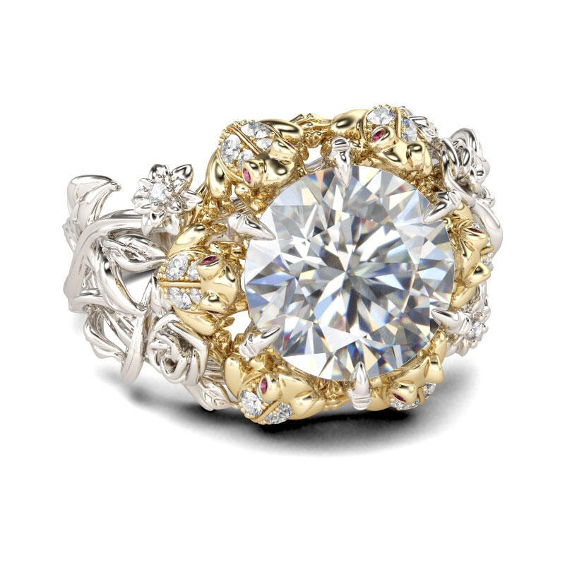 Jeulia Hug Me Flower Round Cut Sterling Silver Frog Ring