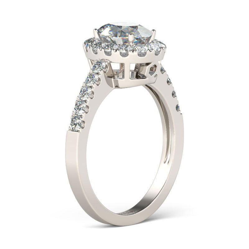 Jeulia Halo Oval Cut Sterling Silver Ring