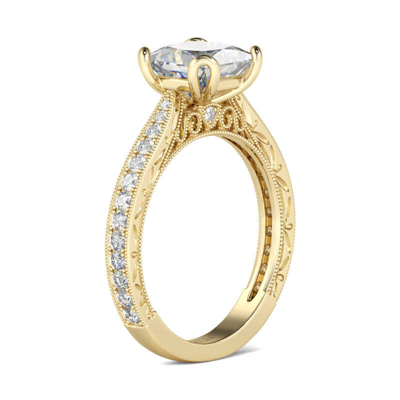 Anillo Con Tono Dorado Milgrain De Talla Princesa En Plata De Ley