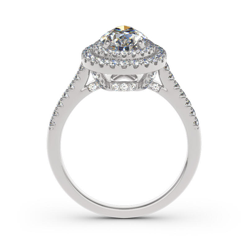 Jeulia Anillo Con Doble Halo De Plata De Ley De Talla Pera