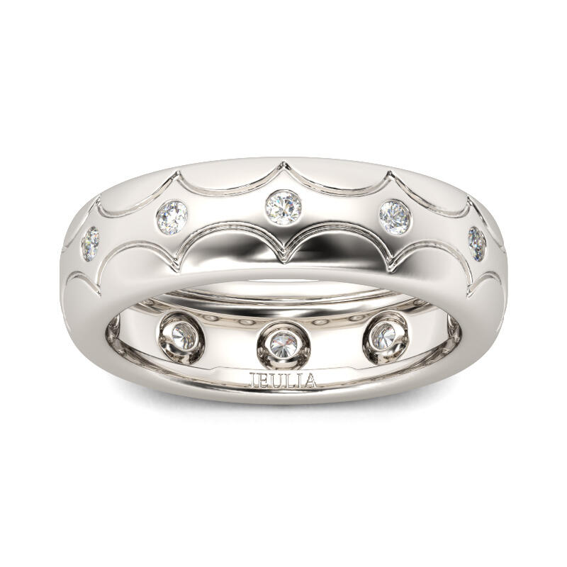 Jeulia Carved Swirl Sterling Silver Men's Band