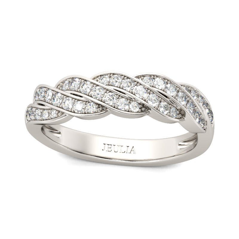 Jeulia Twist Round Cut Sterling Silver Women's Band