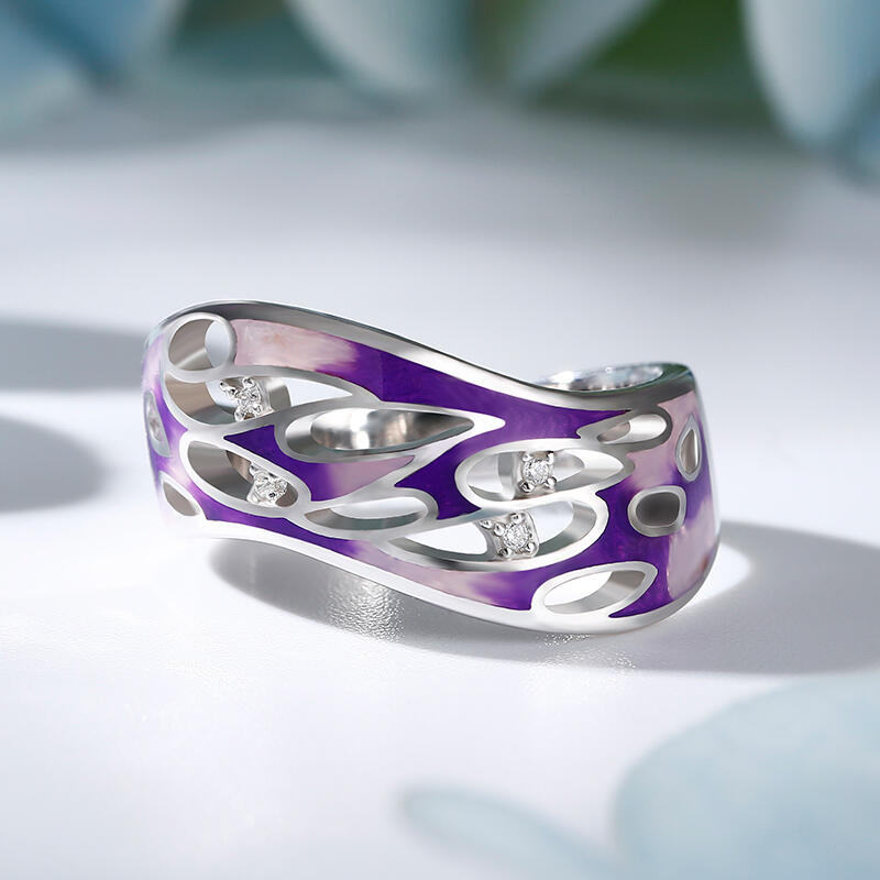 Jeulia "Ice Queen" Enamel Sterling Silver Women's Band