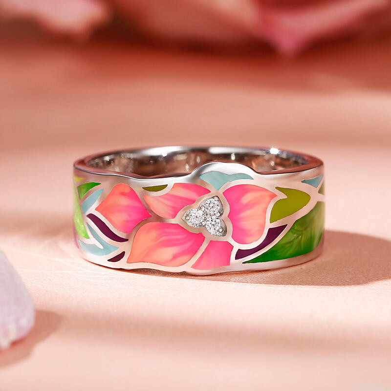 Jeulia "Young Dreamer" Enamel Sterling Silver Women's Band