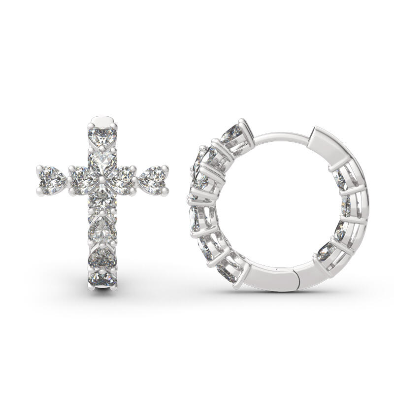 Jeulia Pendientes de aro de plata de ley con corte de corazón cruzado