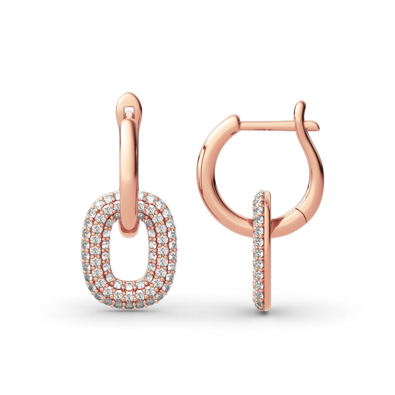 Jeulia Two Interlocking Design Sterling Silver Earrings