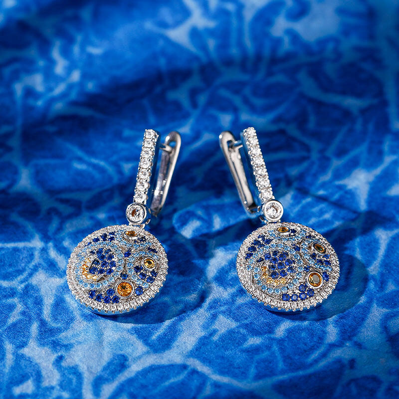 Jeulia "Pure Night" The Starry Night Inspired Sterling Silver Earrings