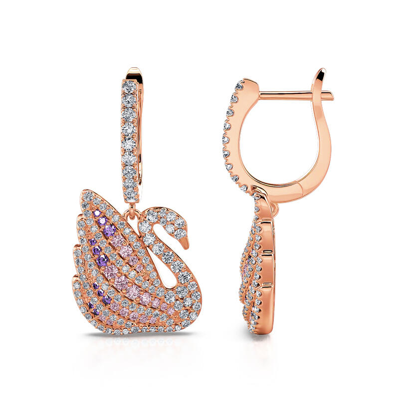 Jeulia Dreamy Swan Rose Gold Tone Sterling Silver Earrings