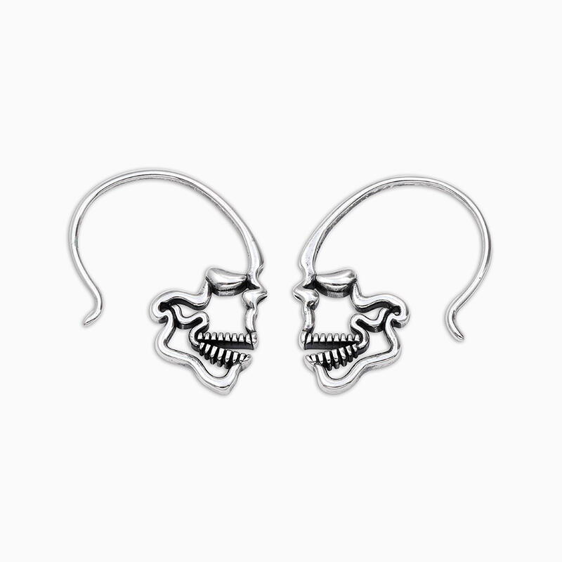 Jeulia "Steampunk" Skull Sterling Silver Earrings