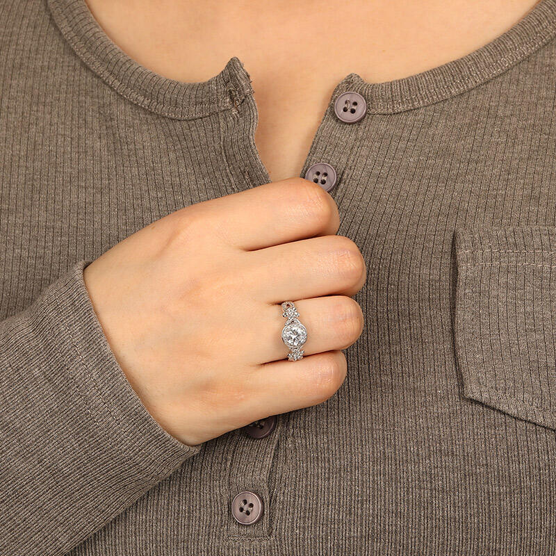 "Blütenmythos" Rundschliff Halo Verlobungsring