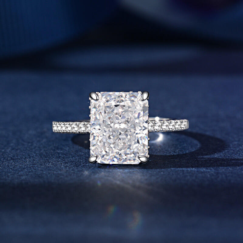 Jeulia Classic Radiant Cut Sterling Silver Ring