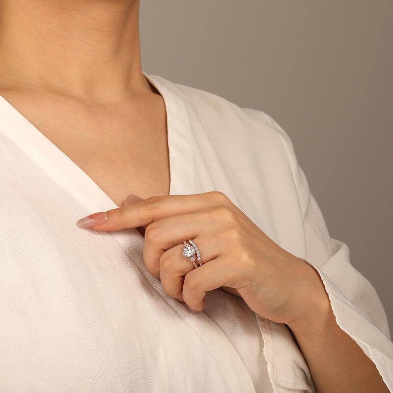 "One Love, One Life" Oval Cut 2pcs Bridal Set