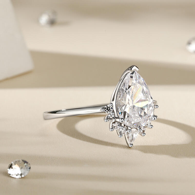 Jeulia Pear Cut Sterling Silver Ring