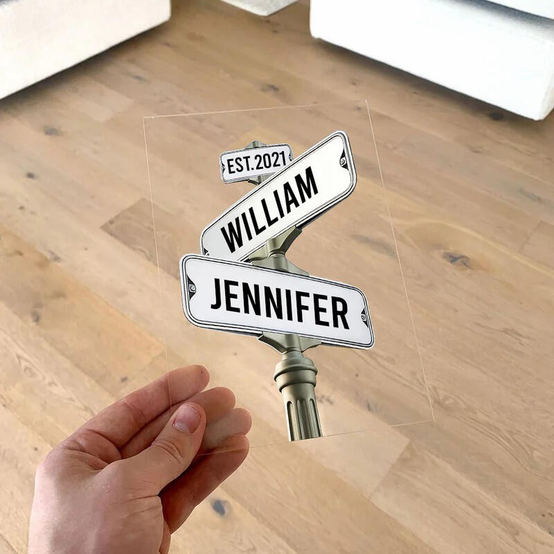 Personalized Acrylic Plaque Custom Date Name Street Signs Pattern Design Attractive Gift for Couple