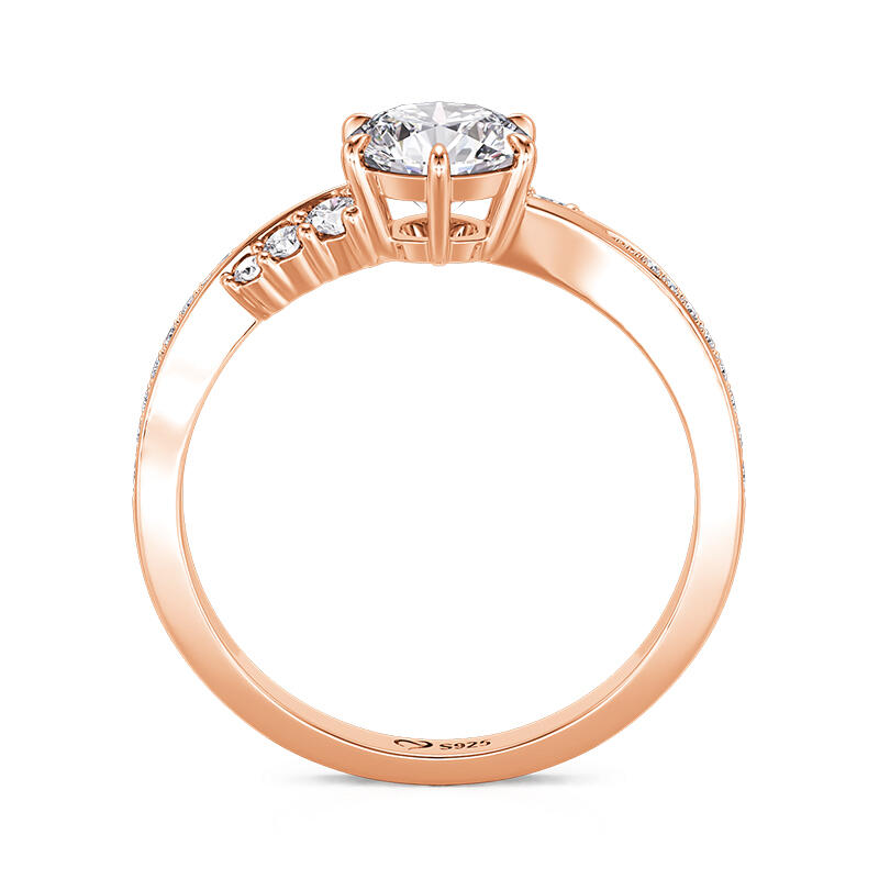 Jeulia Bague Promesse Design Twist Coupe Ronde Simple en Or Rose