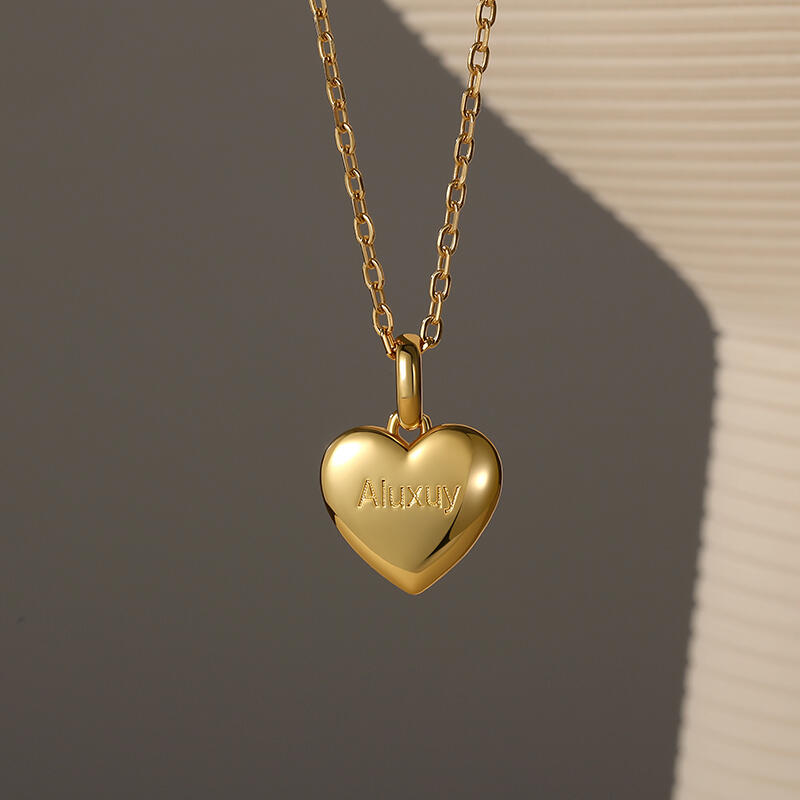 Jeulia Tous les jours Collier Cœur Simple Gravure Personnalisée avec Pierre de Naissance