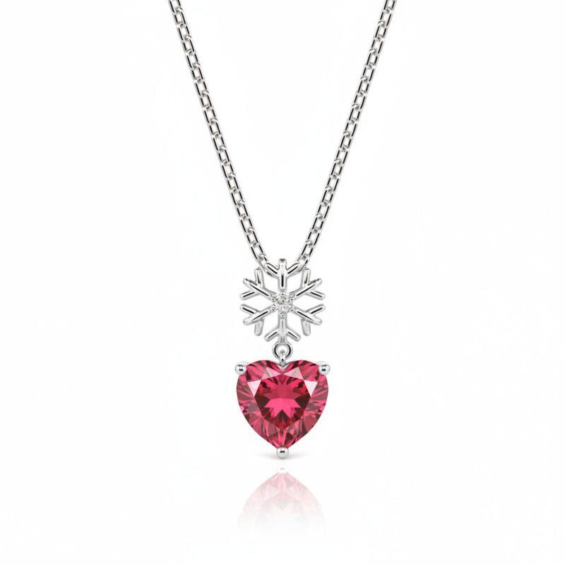 Jeulia Custom Snowflake Heart Birthstone Necklace