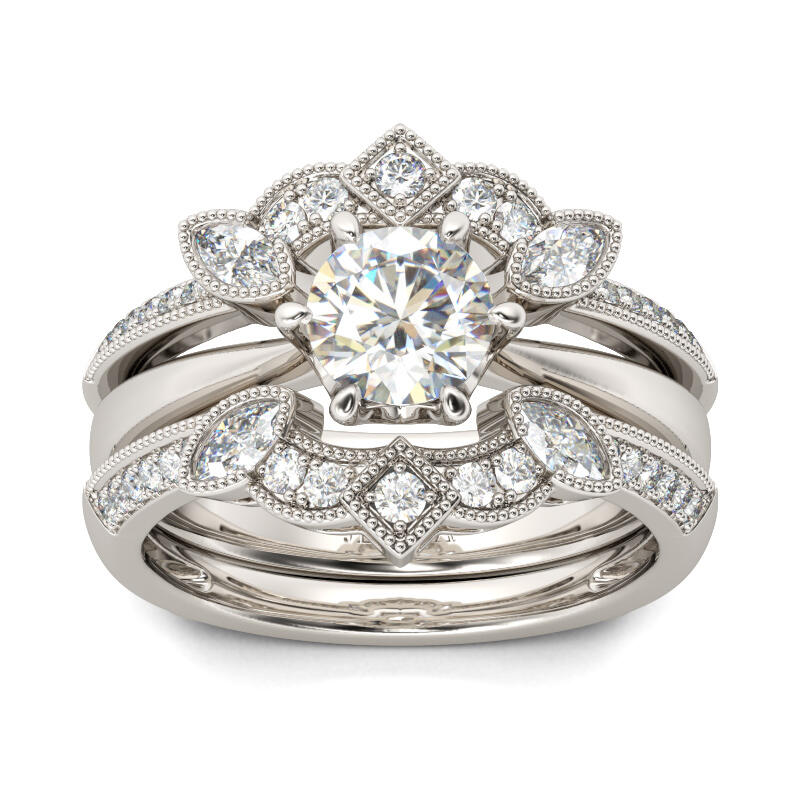 Jeulia Vintage Sterling Silver Enhancer Ring Set