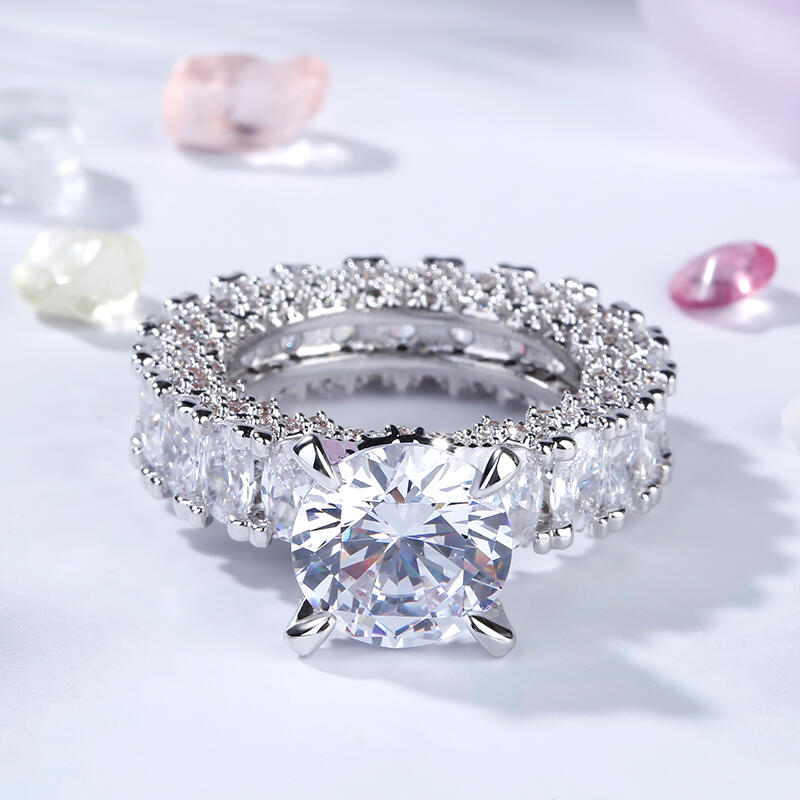 Jeulia Round and Oval Cut Eternity Sterling Silver Ring