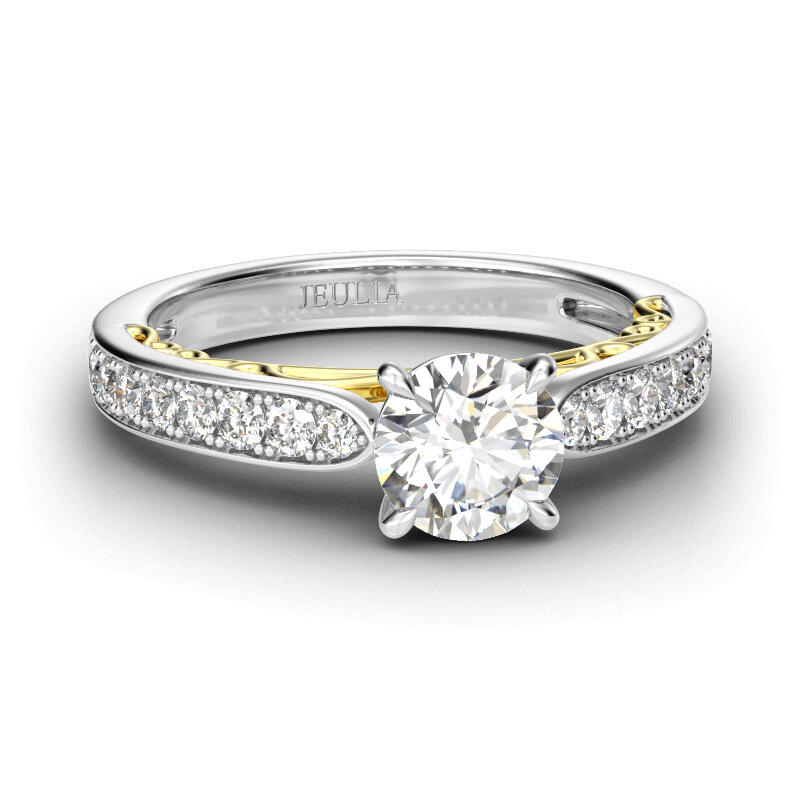 Jeulia Classic Round Cut Sterling Silver Engagement Ring