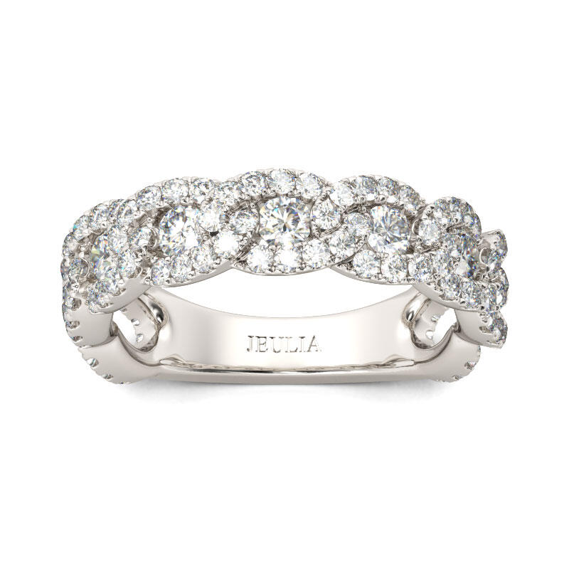Jeulia Interlock Round Cut Sterling Silver Women's Band