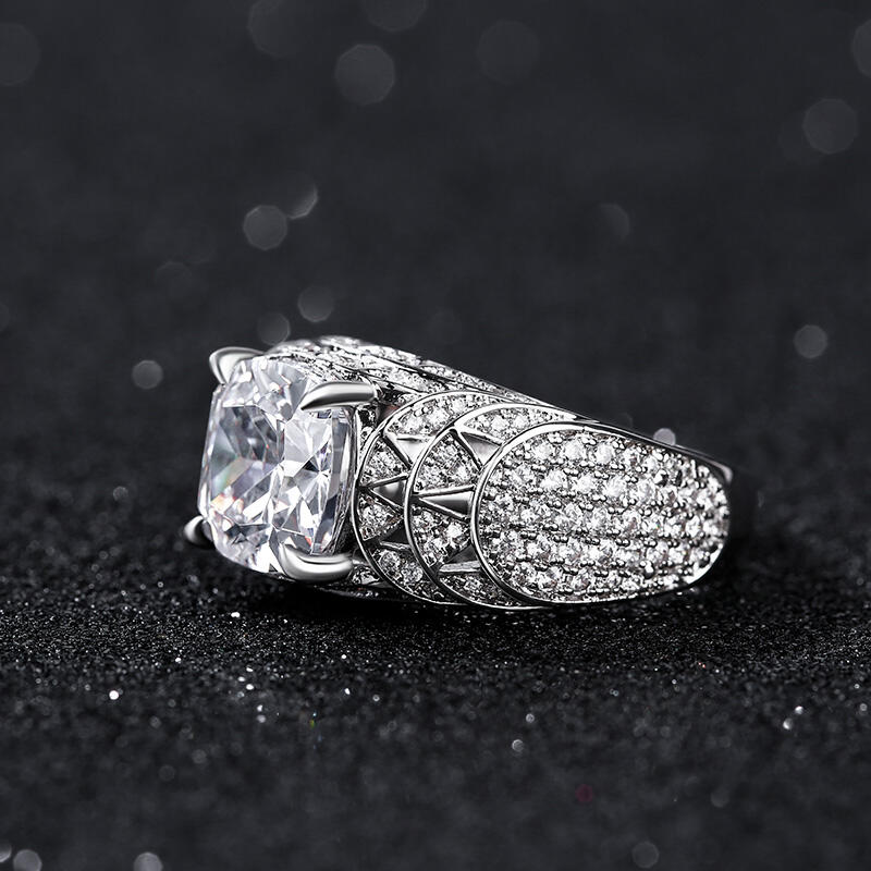 Jeulia "Chrysler Building" Cushion Cut Sterling Silver Ring