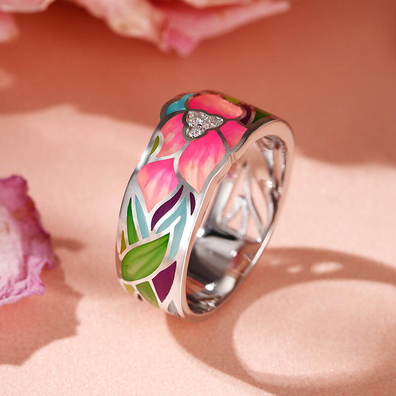 Jeulia "Young Dreamer" Enamel Sterling Silver Women's Band