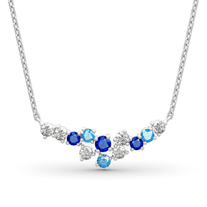 Jeulia "Luz del cielo estrellado" Collar de plata de ley de talla redonda multicolor