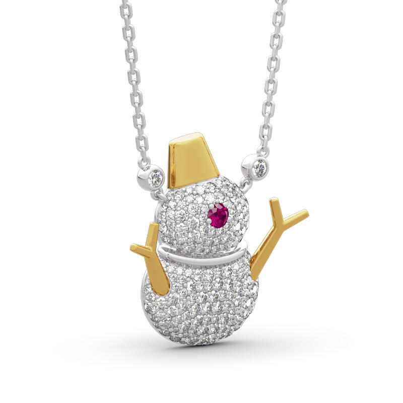 Jeulia "Romantic Snowman" Sterling Silver Necklace