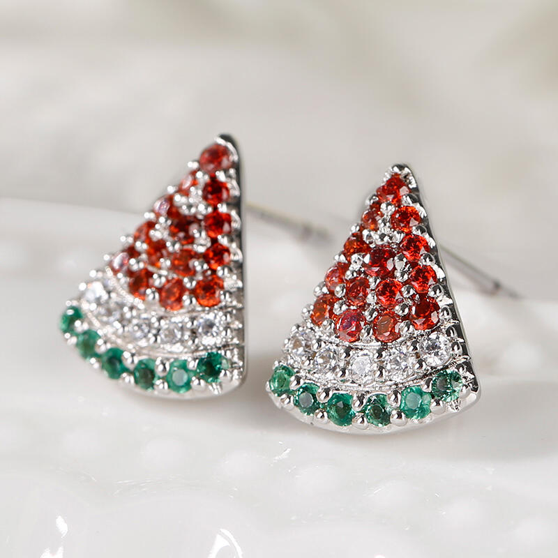 Jeulia "Summer Fruit" Watermelon Design Sterling Silver Earrings