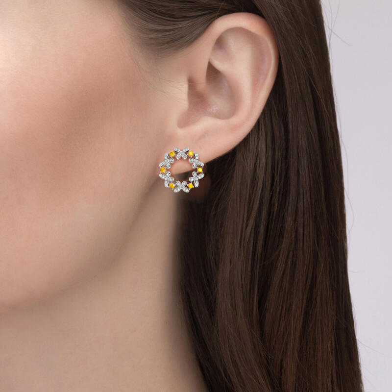 Jeulia pendientes de plata de ley con mariposa piedra amarilla