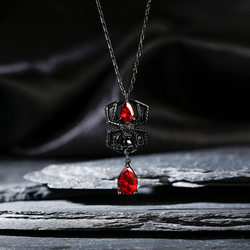 Jeulia "Spider Skull Biker" Pear Cut Sterling Silver Jewelry Set