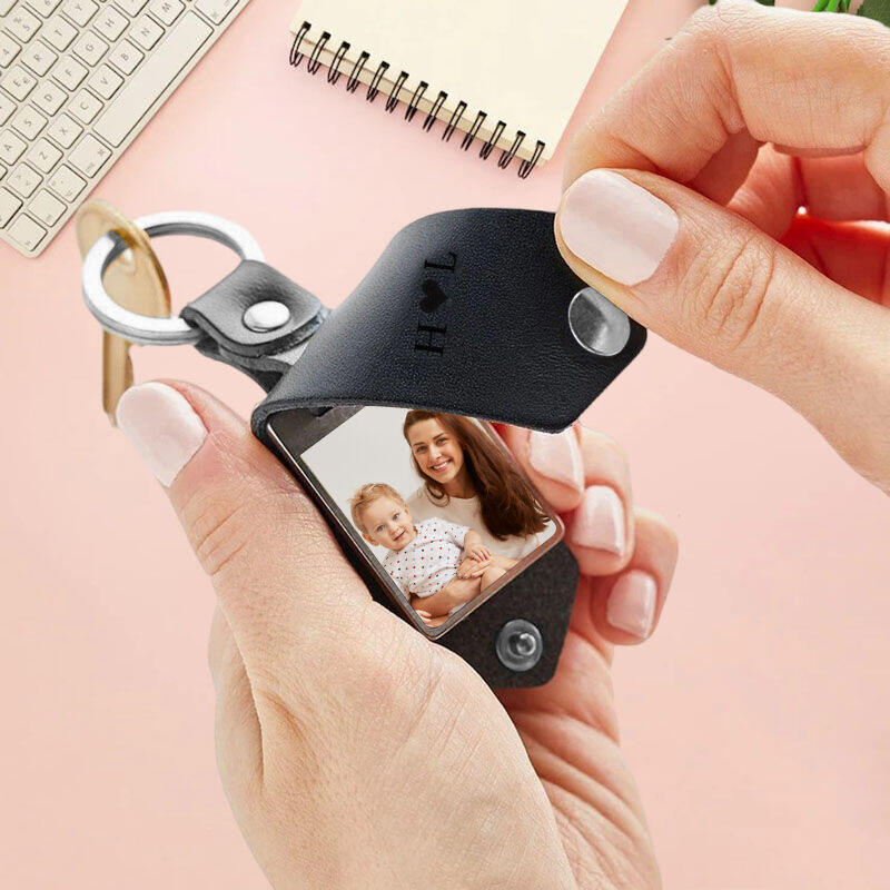 レザー ミニ 写真入れ 名入れ フォトフレーム キーホルダー