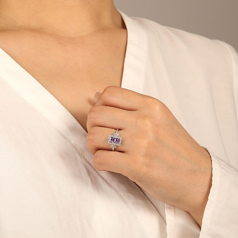 "Endless Treasure" Radiant Cut Halo Engagement Ring