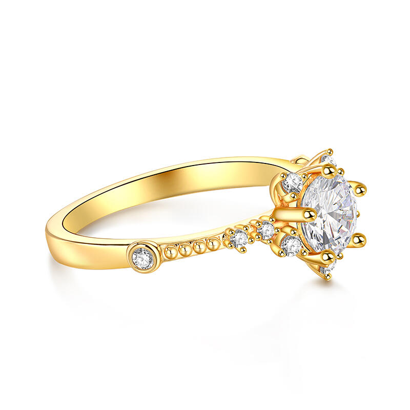 Jeulia Flower Ring Design Sterling Silver Round Cut