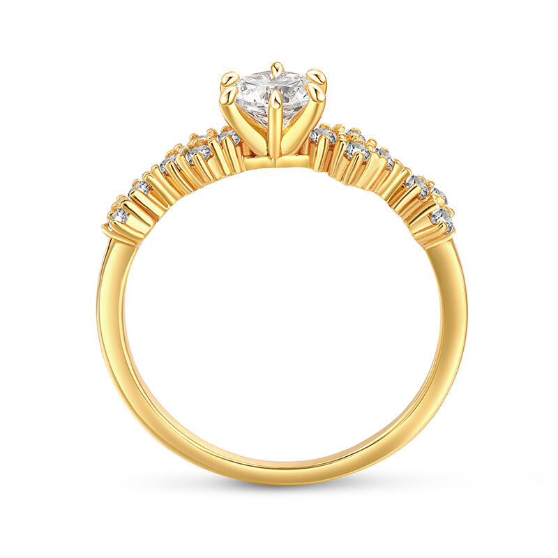 Jeulia Simple Engagement Ring Cluster Gold Sterling Silver