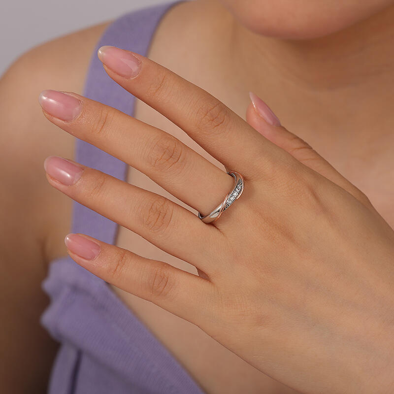 Jeulia Deux tons Torsadé Or Rose Alliance pour femmes Argent Sterling