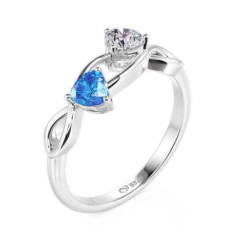 Jeulia Anillo de Infinito Doble Corazón con Piedra de Nacimiento Personalizado