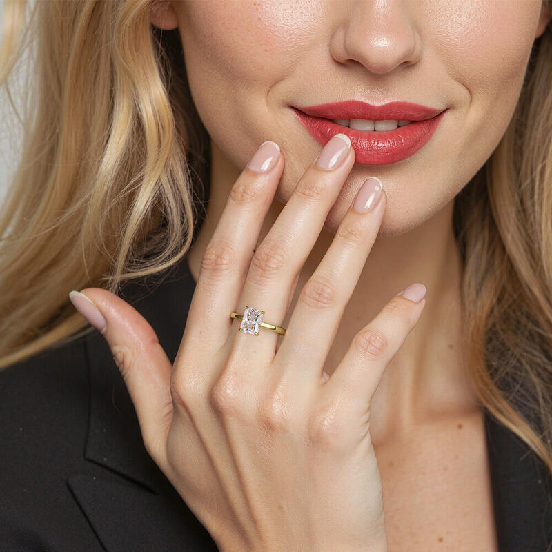 "I Swear, It's True" 2ct Radiant Cut Side Stone Engagement Ring