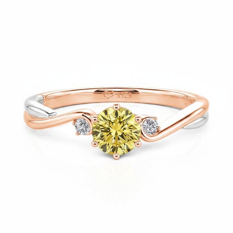 Jeulia Two Tone Three Stone Custom Birthstone Twist Ring