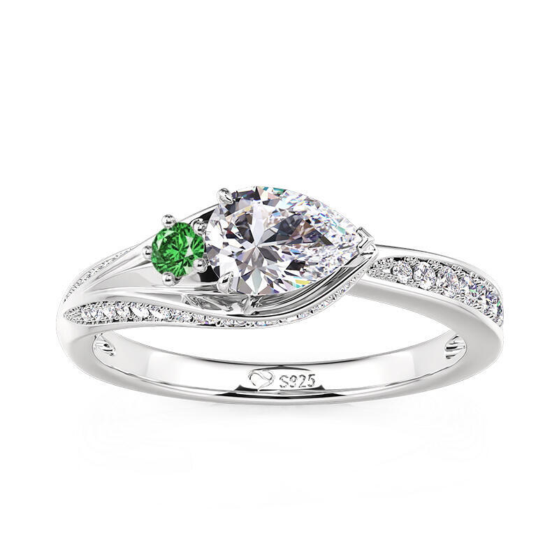 Jeulia Simple Calla Lily Custom Birthstone Ring