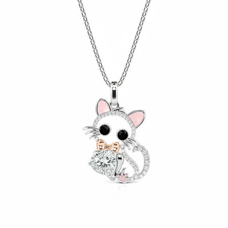 Jeulia Hug Me Custom Hollow Cat Necklace With Birthstone